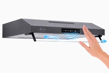 Кухонная вытяжка Tornado Biza 10(60) Touch Free FG BL Invertor, цвет черный, мотор инверторный, управление жестами — изображение 5