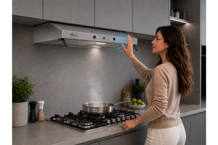 Вытяжка Tornado Biza 10(60) Touch Free FG Silver Invertor, цвет Inox, инверторная, управление жестами- интерьер