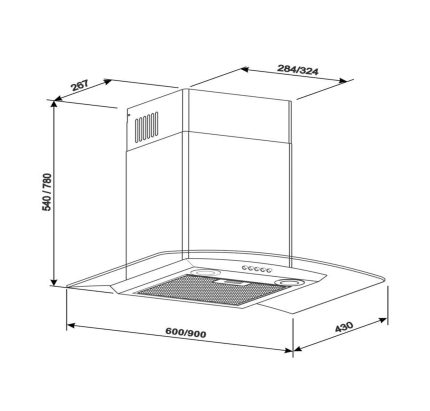 Вытяжка купольная Tornado EVA 1200(90) BL LED, ширина 90 см — изображение 2