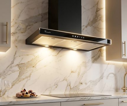 Вытяжка пристенная Tornado LARA 1200(90) BL LED, ширина 90 см, черный цвет — изображение 2