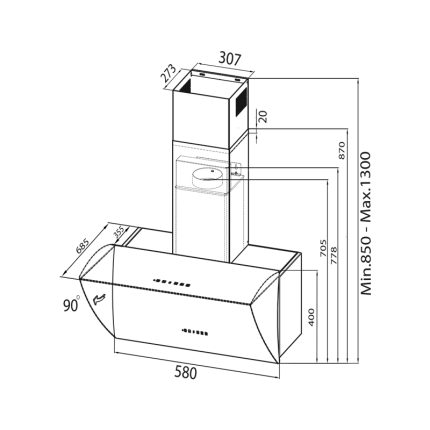 Вытяжка вертикальная Tornado CORUS 1100(60) BL LED, ширина 60 см — изображение 2