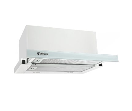 Вытяжка телескопическая MASTERCOOK STORM 1200(60) FG BL LED ширина 60 см, белая, c фасадом из стекла